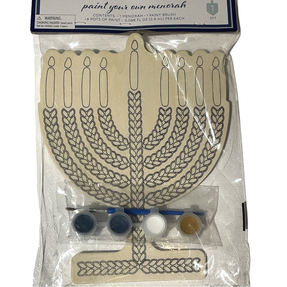 Paint Your Own Wood Menorah with Paint and Paintbrush